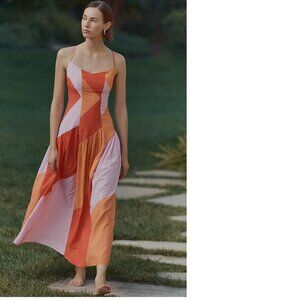 Anthropologie Celandine Sleeveless Drop-Waist Midi Dress XXS new with tag coral